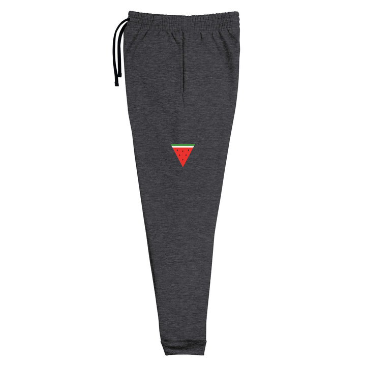 Men Joggers - Triangle Watermelon, Black Heather Left Leg