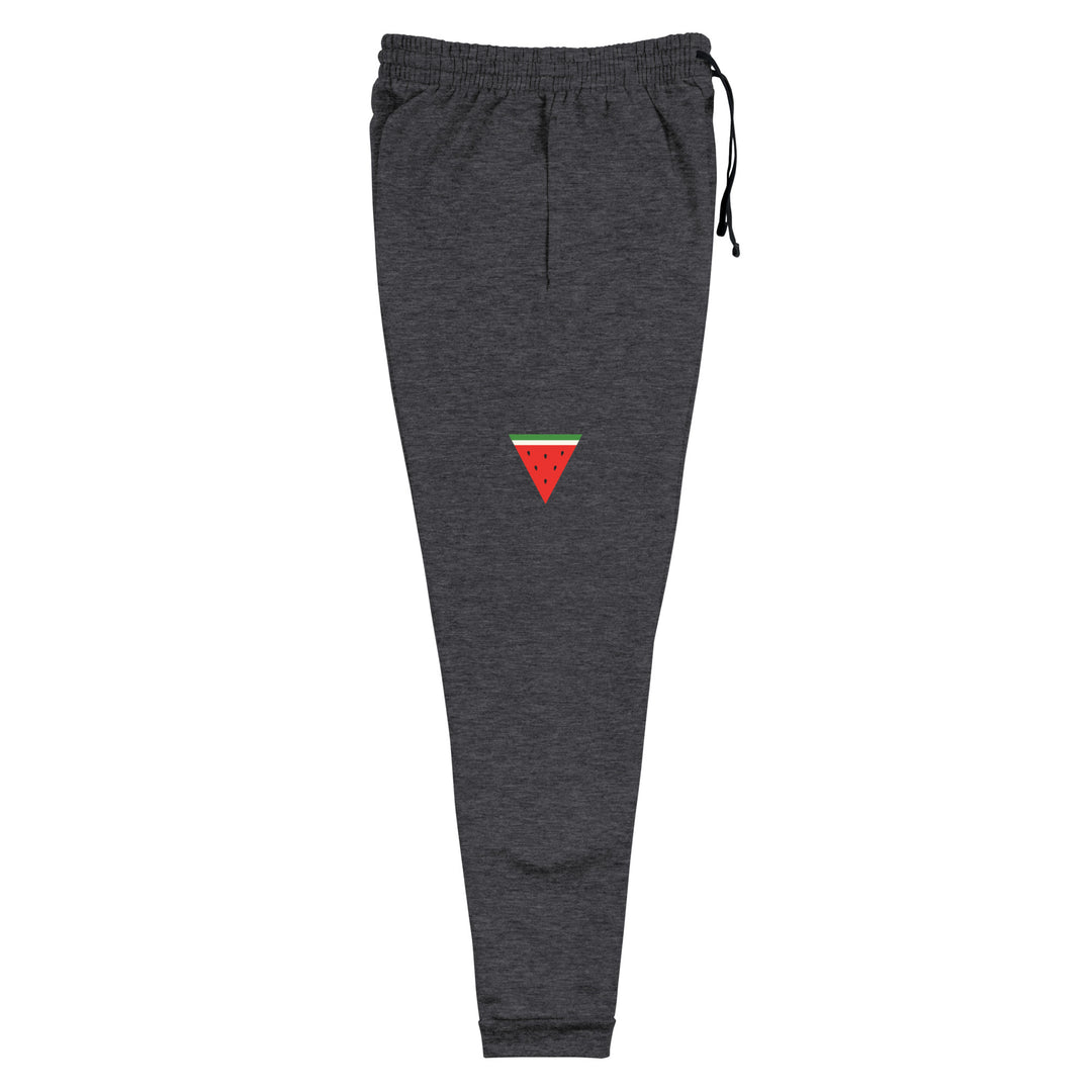 Men Joggers - Triangle Watermelon, Black Heather Right Leg