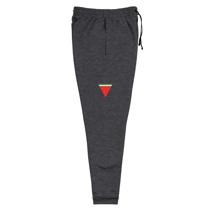 Men Joggers - Triangle Watermelon, Black Heather Right Leg