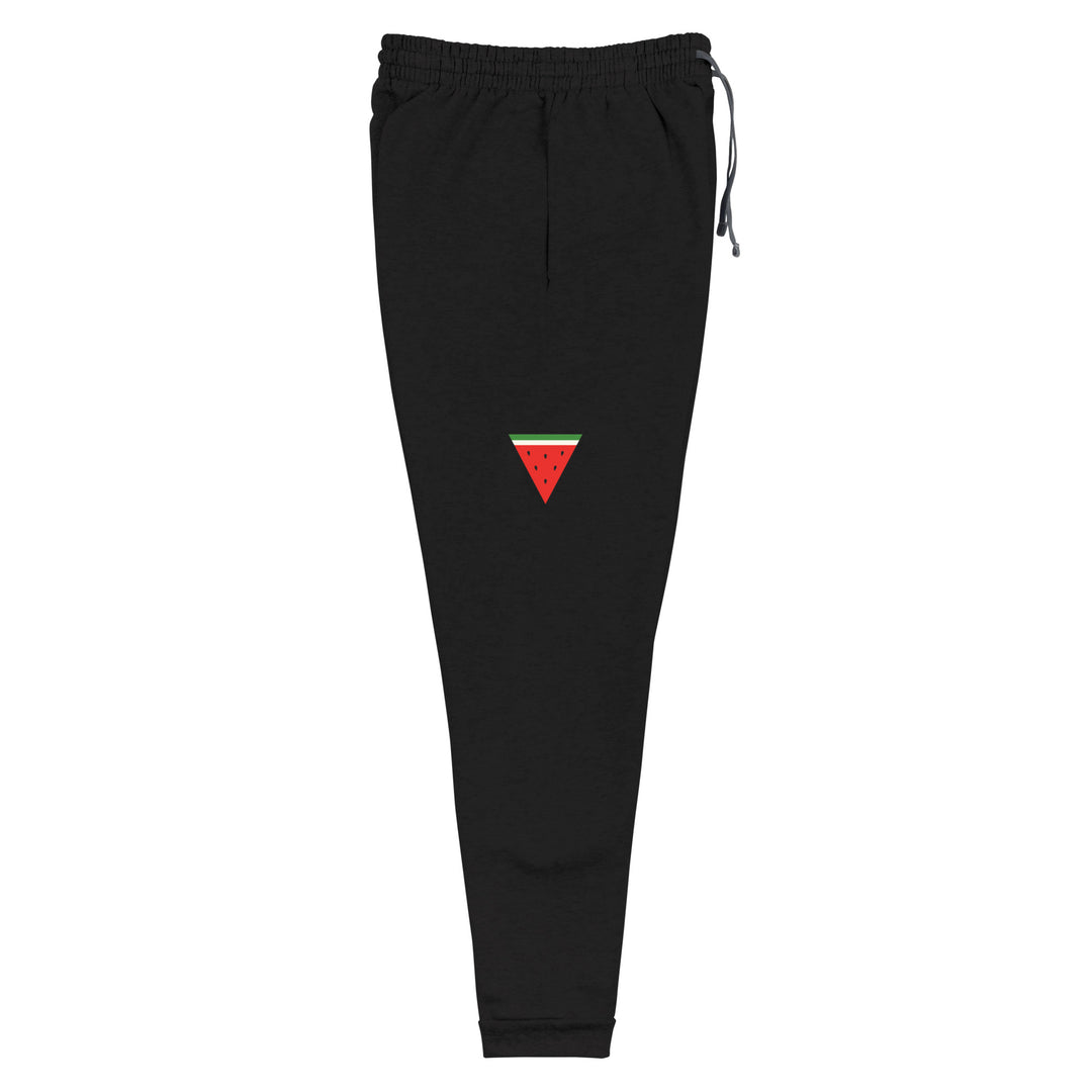 Men Joggers - Triangle Watermelon, Black Right Leg