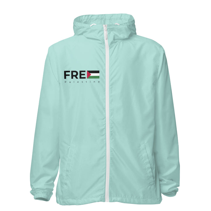 Men lightweight zip up windbreaker - Free Palestine, Lightweight Zip Up Windbreaker Aqua White Zipper