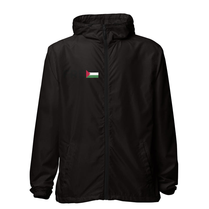 Men lightweight zip up windbreaker - Free Palestine, Lightweight Zip Up Windbreaker Black