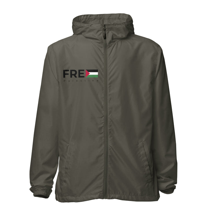 Men lightweight zip up windbreaker - Free Palestine, Lightweight Zip Up Windbreaker Graphite