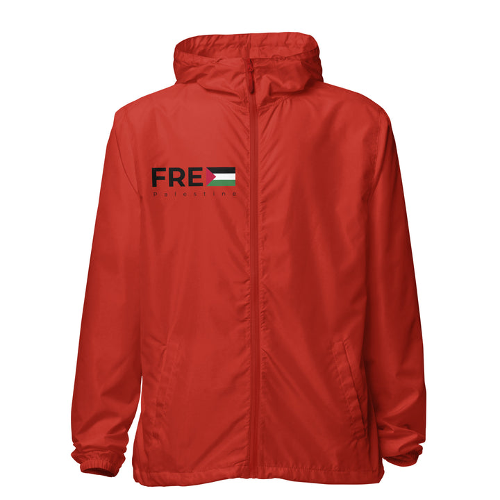 Men lightweight zip up windbreaker - Free Palestine, Lightweight Zip Up Windbreaker Red