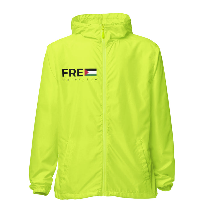 Men lightweight zip up windbreaker - Free Palestine, Lightweight Zip Up Windbreaker Safety Yellow