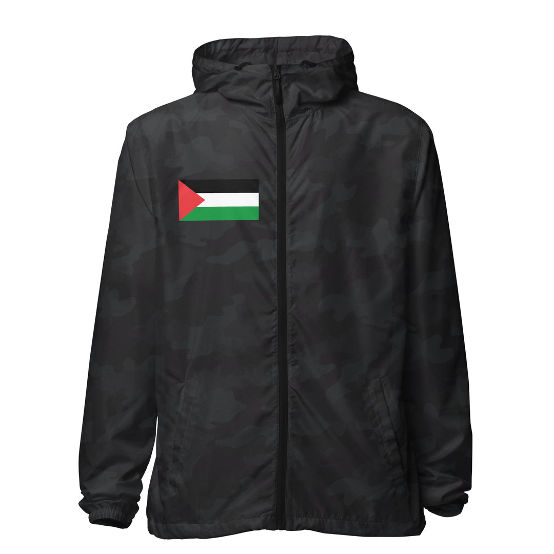 Men lightweight zip up windbreaker - Palestine Flag, Lightweight Zip Up Windbreaker Black Camo