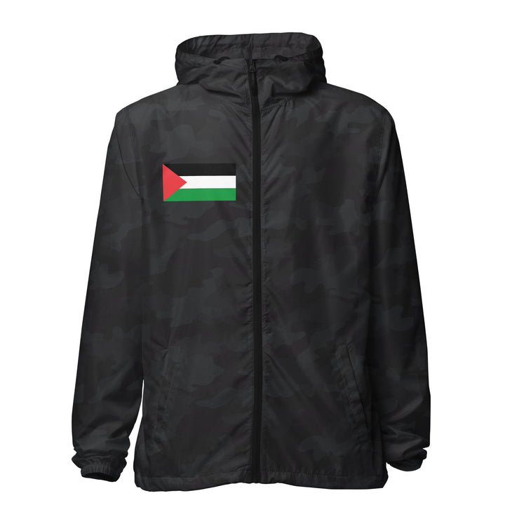 Men lightweight zip up windbreaker - Palestine Flag, Lightweight Zip Up Windbreaker Black Camo