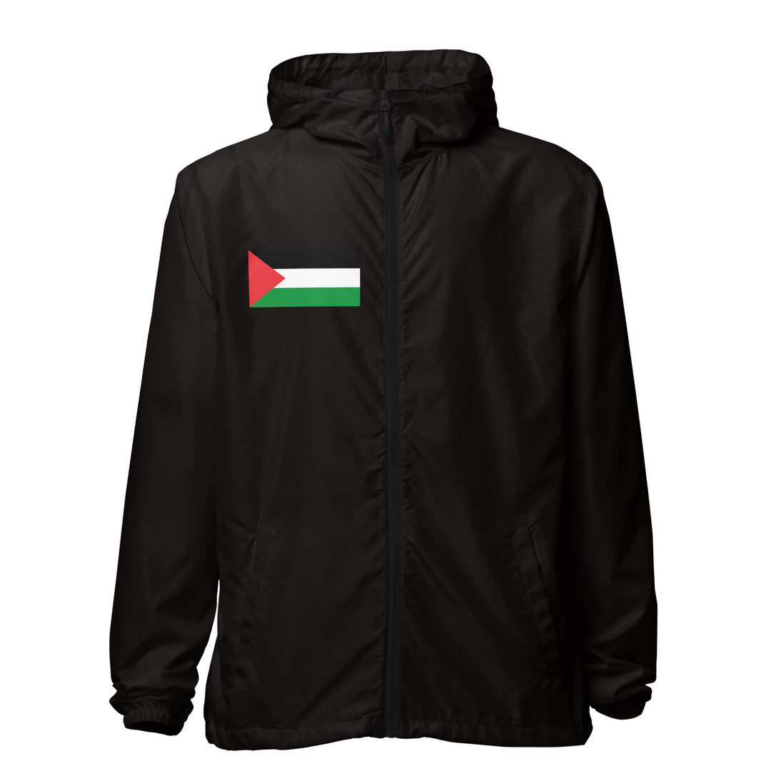 Men lightweight zip up windbreaker - Palestine Flag, Lightweight Zip Up Windbreaker Black