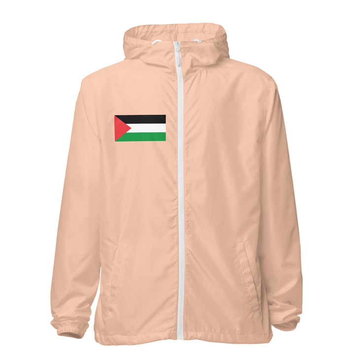 Men lightweight zip up windbreaker - Palestine Flag, Lightweight Zip Up Windbreaker Blush White Zipper