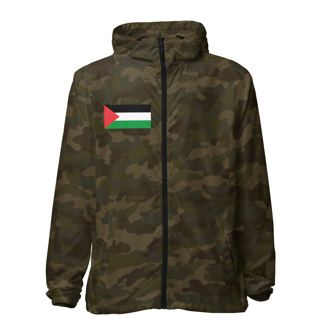 Men lightweight zip up windbreaker - Palestine Flag, Lightweight Zip Up Windbreaker Forest Camo