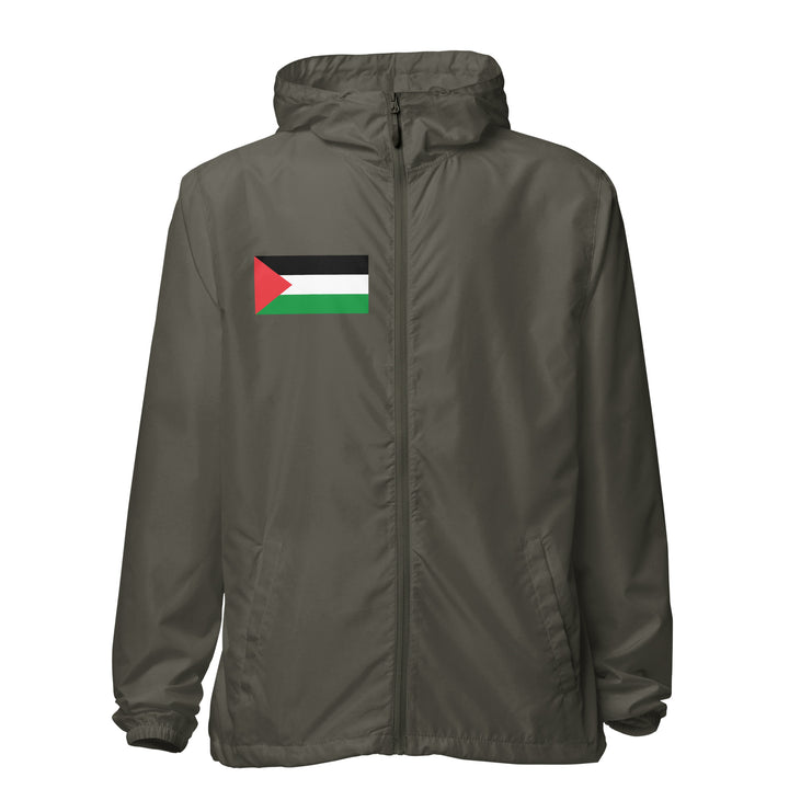 Men lightweight zip up windbreaker - Palestine Flag, Lightweight Zip Up Windbreaker Graphite
