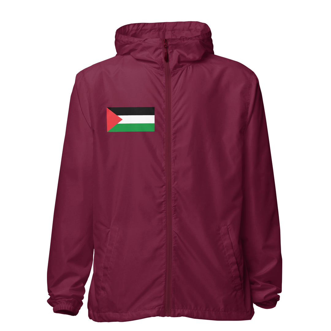 Men lightweight zip up windbreaker - Palestine Flag, Lightweight Zip Up Windbreaker Maroon