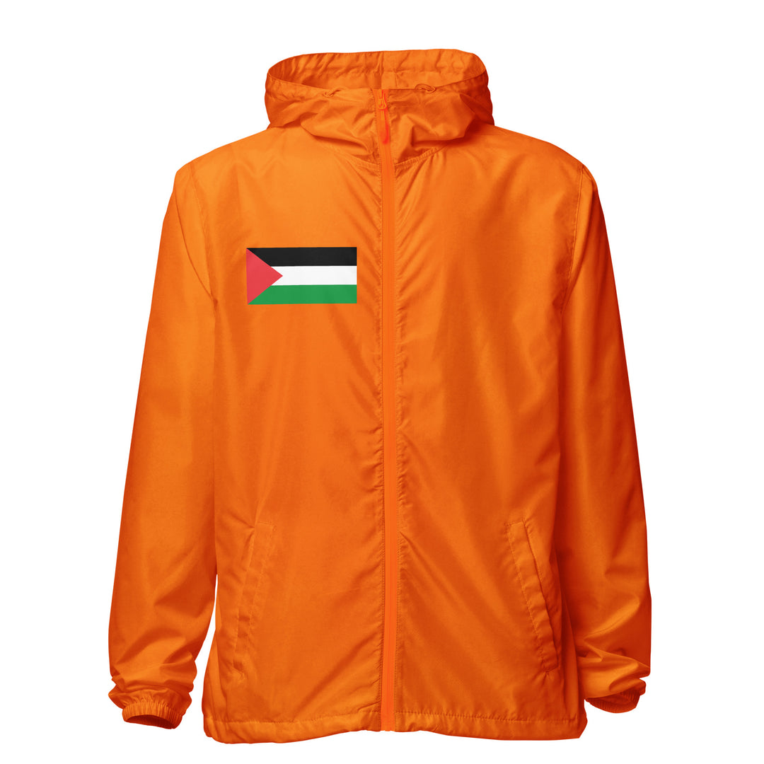 Men lightweight zip up windbreaker - Palestine Flag, Lightweight Zip Up Windbreaker Safety Orange