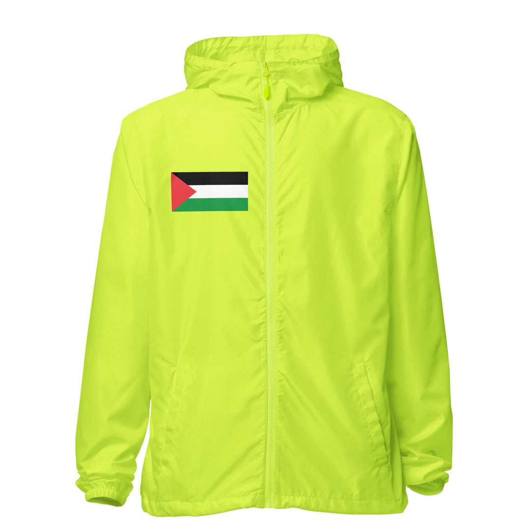 Men lightweight zip up windbreaker - Palestine Flag, Lightweight Zip Up Windbreaker Safety Yellow