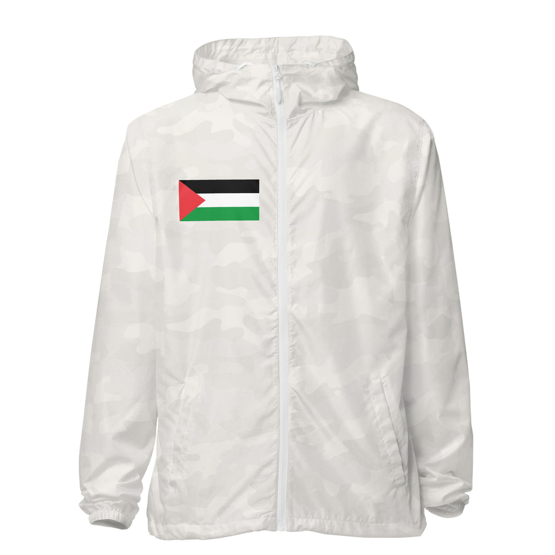 Men lightweight zip up windbreaker - Palestine Flag, Lightweight Zip Up Windbreaker White Camo