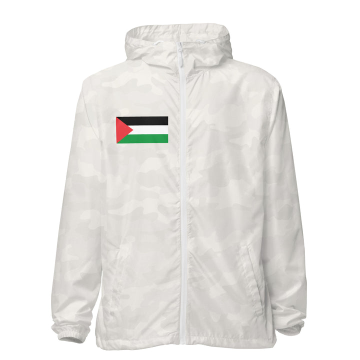 Men lightweight zip up windbreaker - Palestine Flag, Lightweight Zip Up Windbreaker White Camo