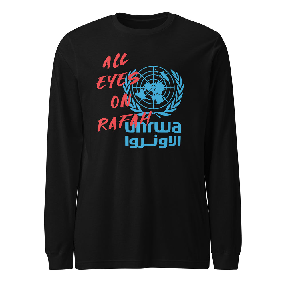 Men Long Sleeve Tee - All Eyes on Rafah, Black