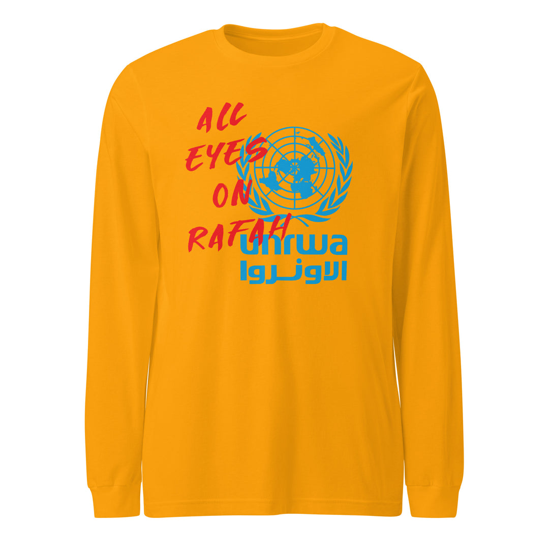 Men Long Sleeve Tee - All Eyes on Rafah, Gold