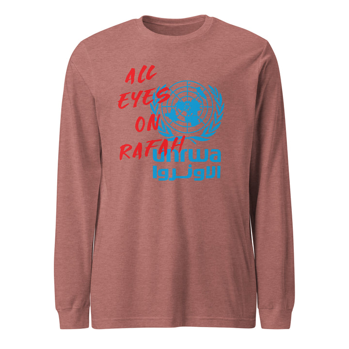 Men Long Sleeve Tee - All Eyes on Rafah, Heather Mauve