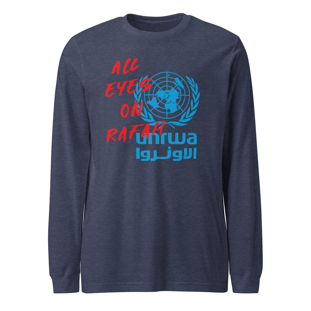 Men Long Sleeve Tee - All Eyes on Rafah, Heather Navy