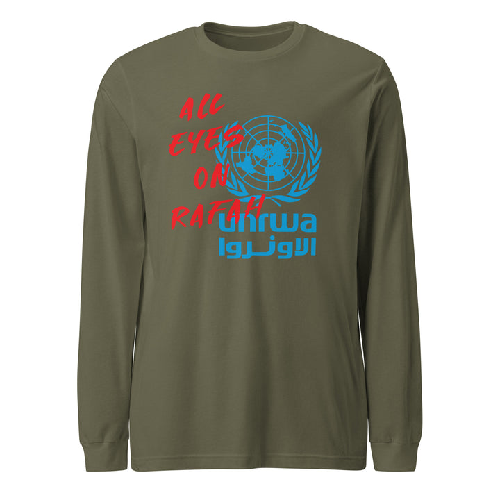Men Long Sleeve Tee - All Eyes on Rafah, Military Green