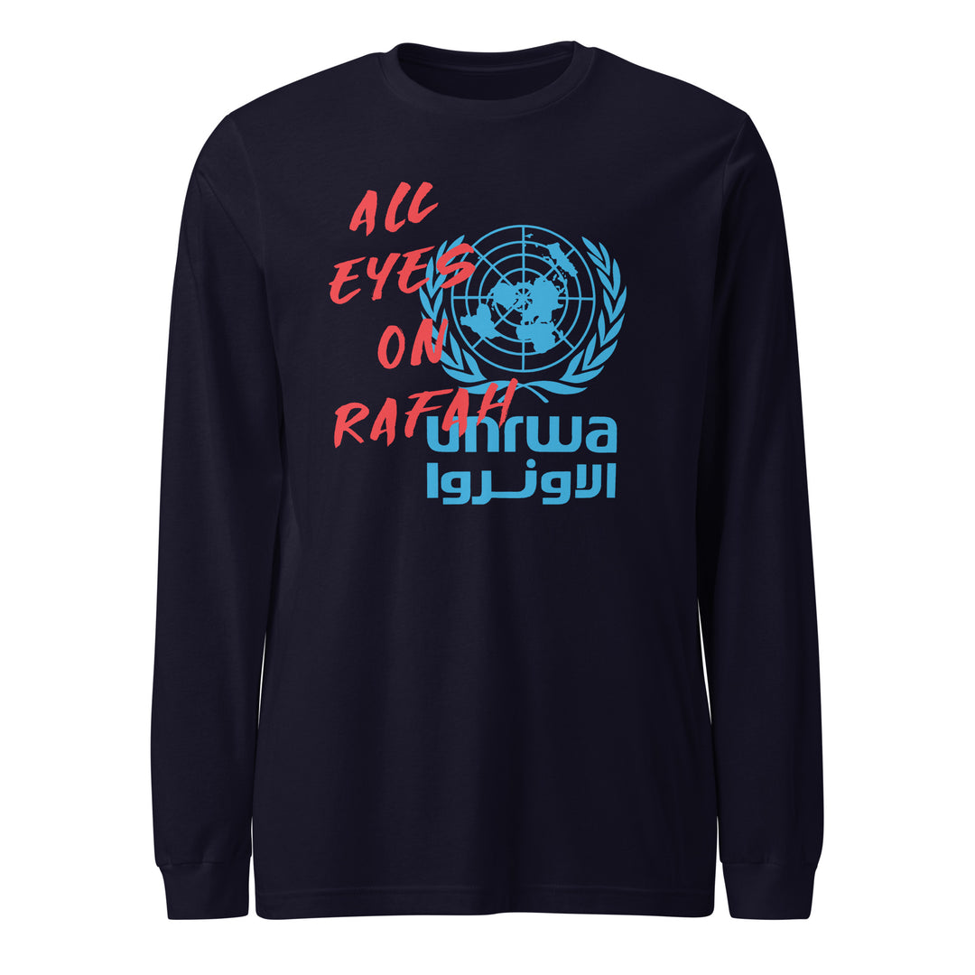 Men Long Sleeve Tee - All Eyes on Rafah, Navy