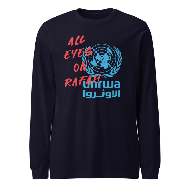 Men Long Sleeve Tee - All Eyes on Rafah, Navy