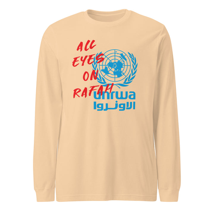 Men Long Sleeve Tee - All Eyes on Rafah, Sand Dune