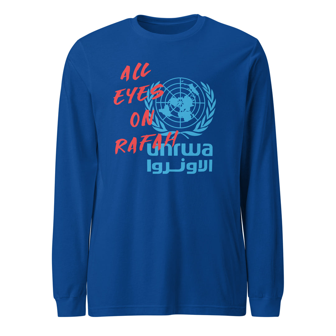 Men Long Sleeve Tee - All Eyes on Rafah, True Royal