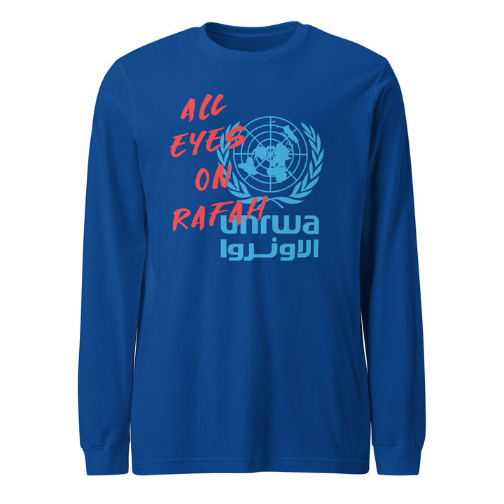 Men Long Sleeve Tee - All Eyes on Rafah, True Royal