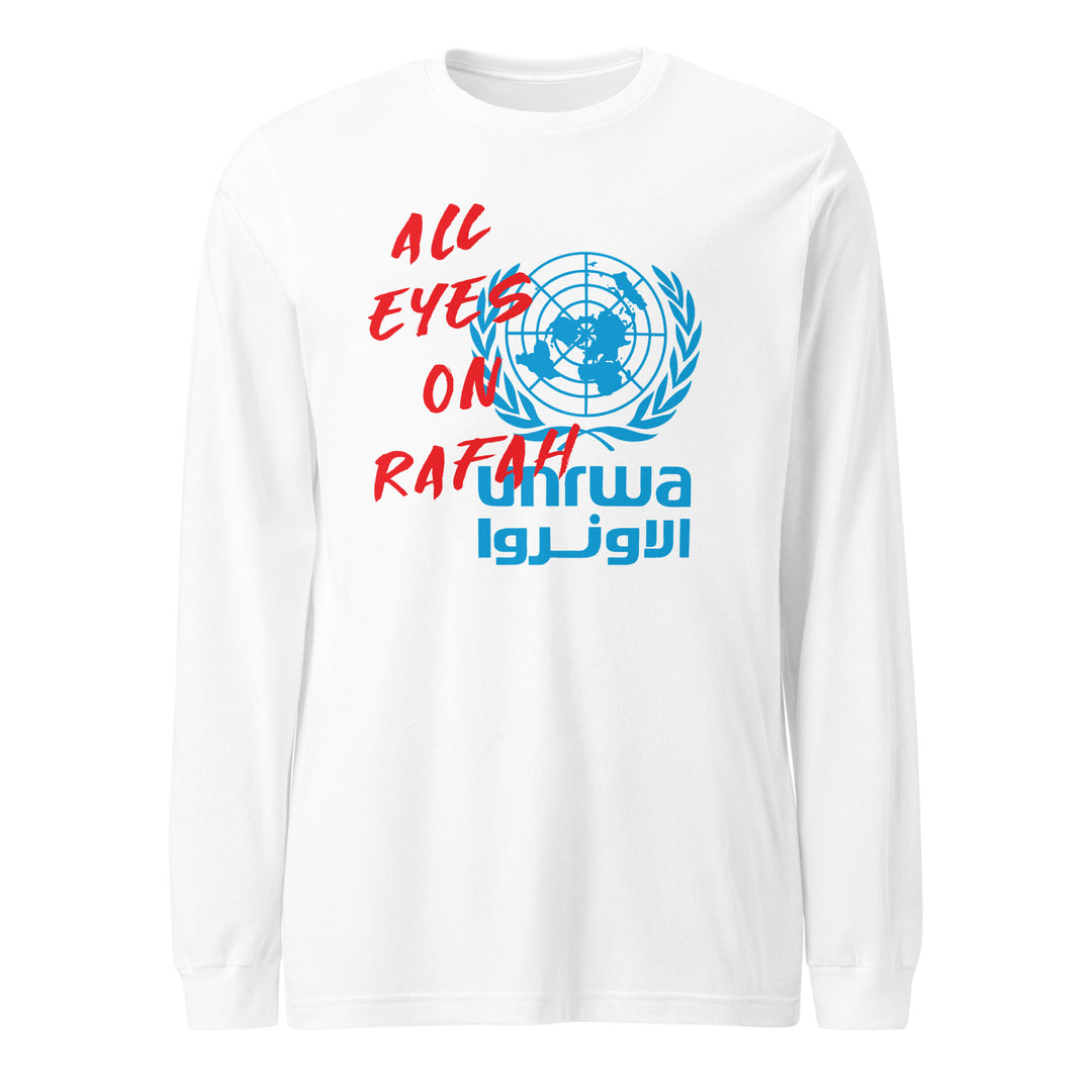 Men Long Sleeve Tee - All Eyes on Rafah, White