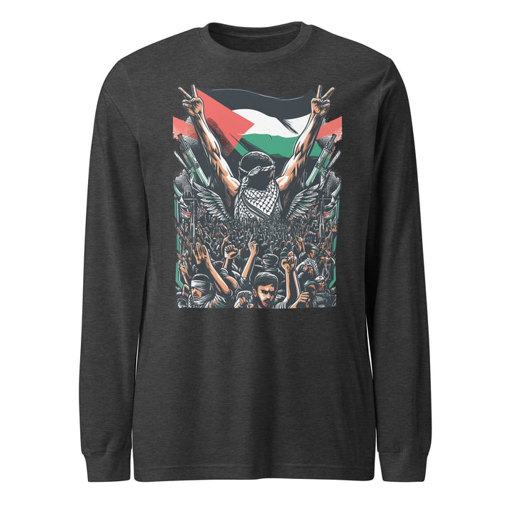 Men Long Sleeve Tee - Art by Moh, Dark Grey Heather