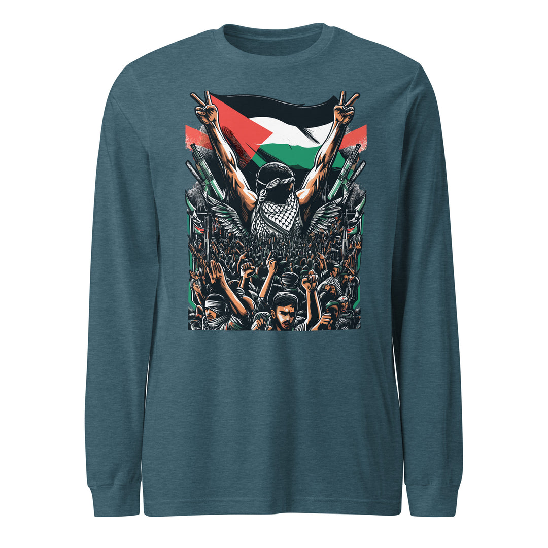 Men Long Sleeve Tee - Art by Moh, Heather Deep Teal