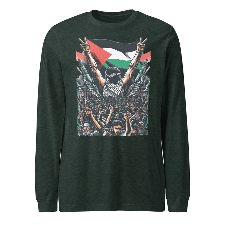 Men Long Sleeve Tee - Art by Moh, Heather Forest