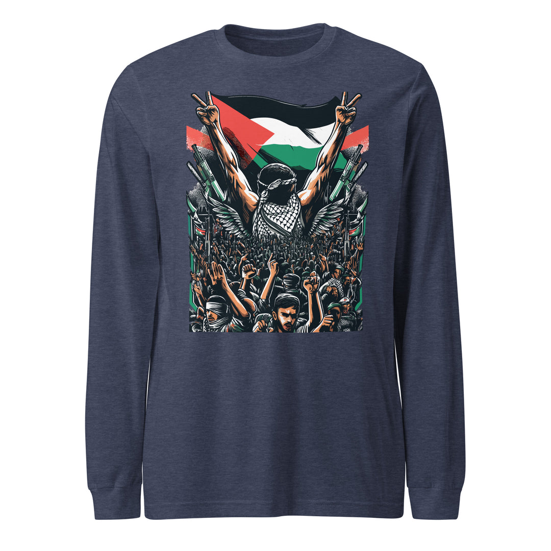 Men Long Sleeve Tee - Art by Moh, Heather Navy