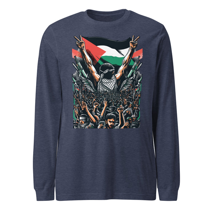 Men Long Sleeve Tee - Art by Moh, Heather Navy
