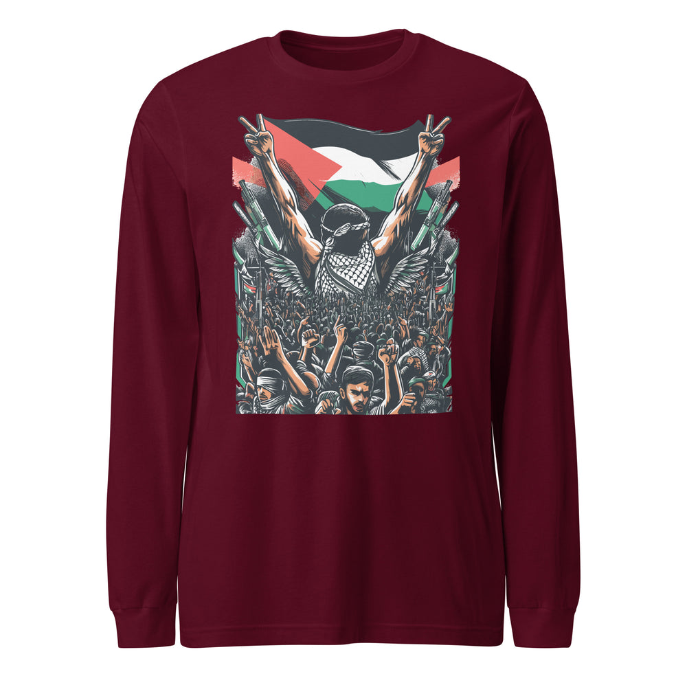 Men Long Sleeve Tee - Art by Moh, Maroon
