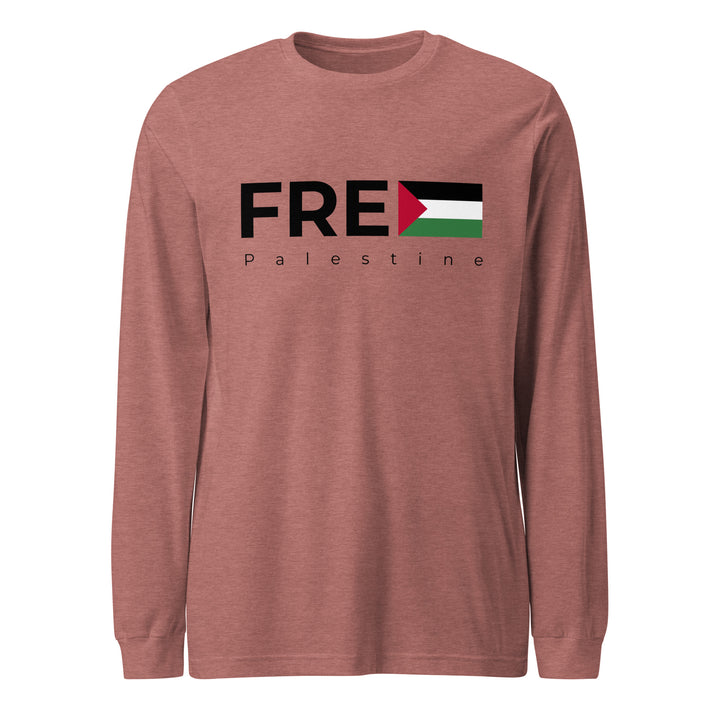 Men Long Sleeve Tee - Free Palestine, Heather Mauve