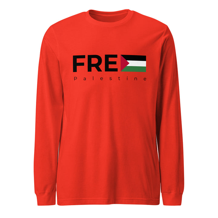 Men Long Sleeve Tee - Free Palestine, Poppy