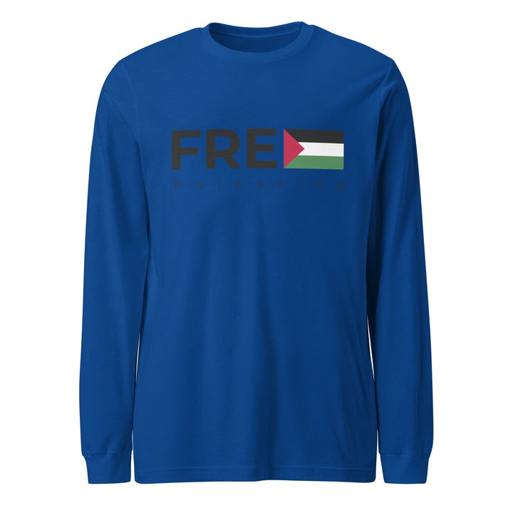 Men Long Sleeve Tee - Free Palestine, True Royal
