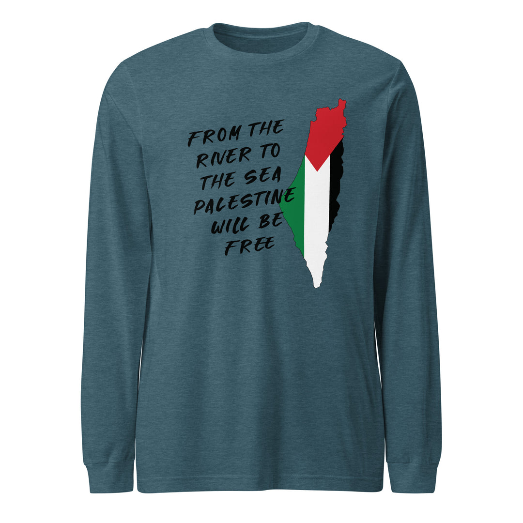 Men Long Sleeve Tee - From the River, Heather Deep Teal