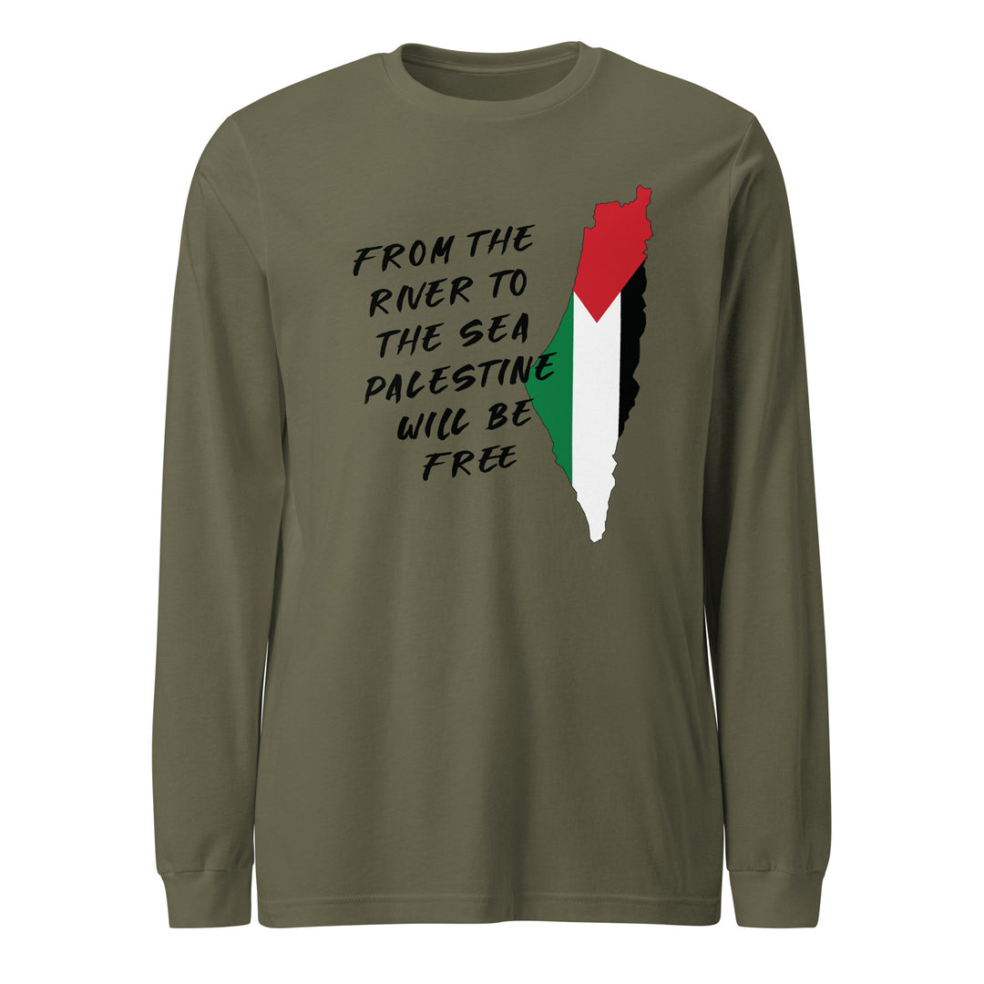 Men Long Sleeve Tee - From the River, Military Green