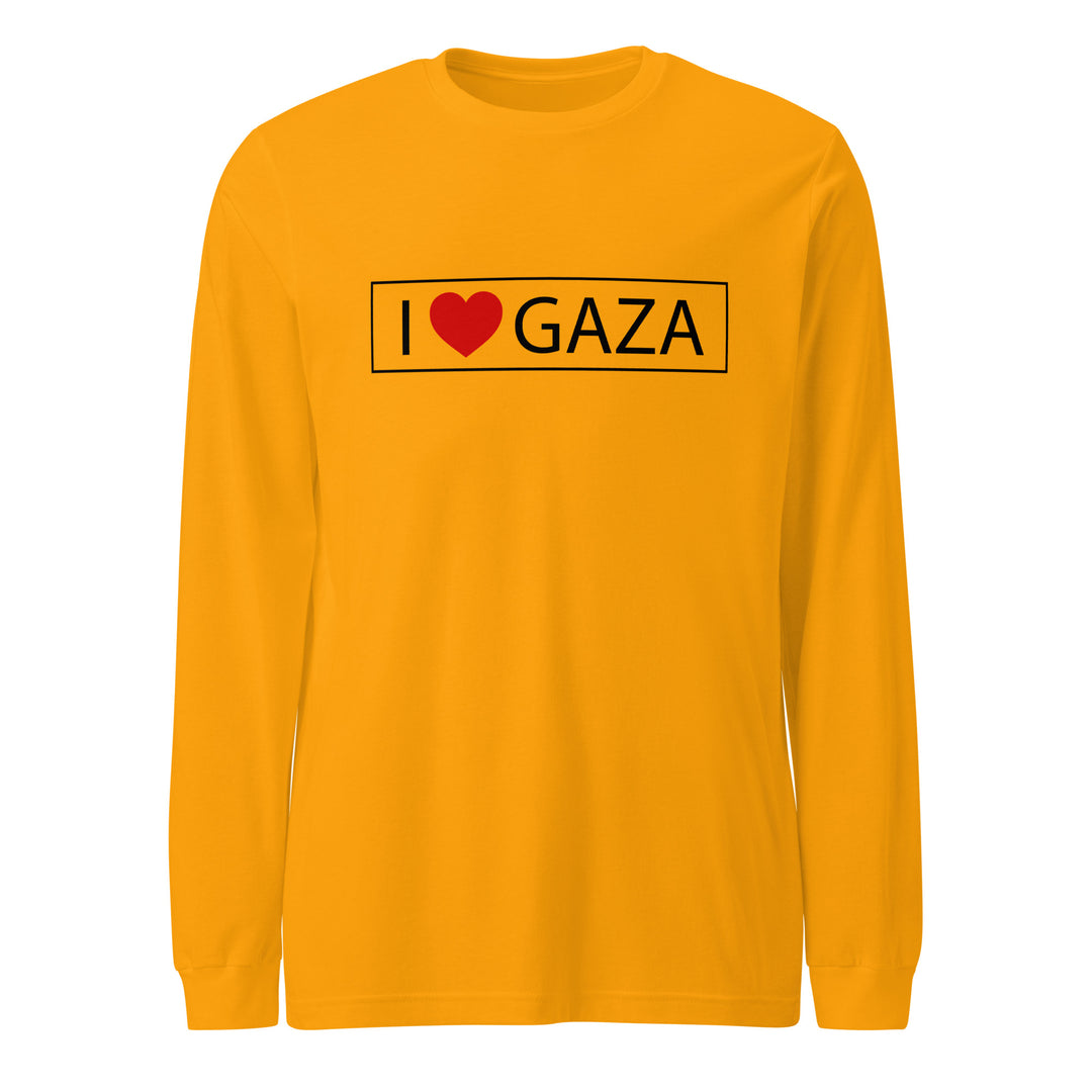 Men Long Sleeve Tee - I Love Gaza, Gold
