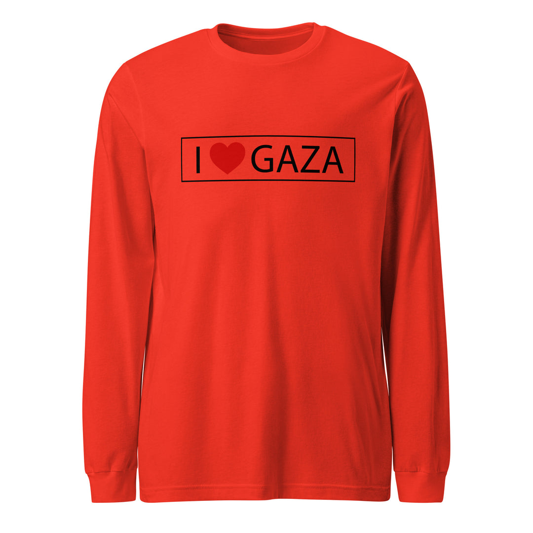 Men Long Sleeve Tee - I Love Gaza, Poppy