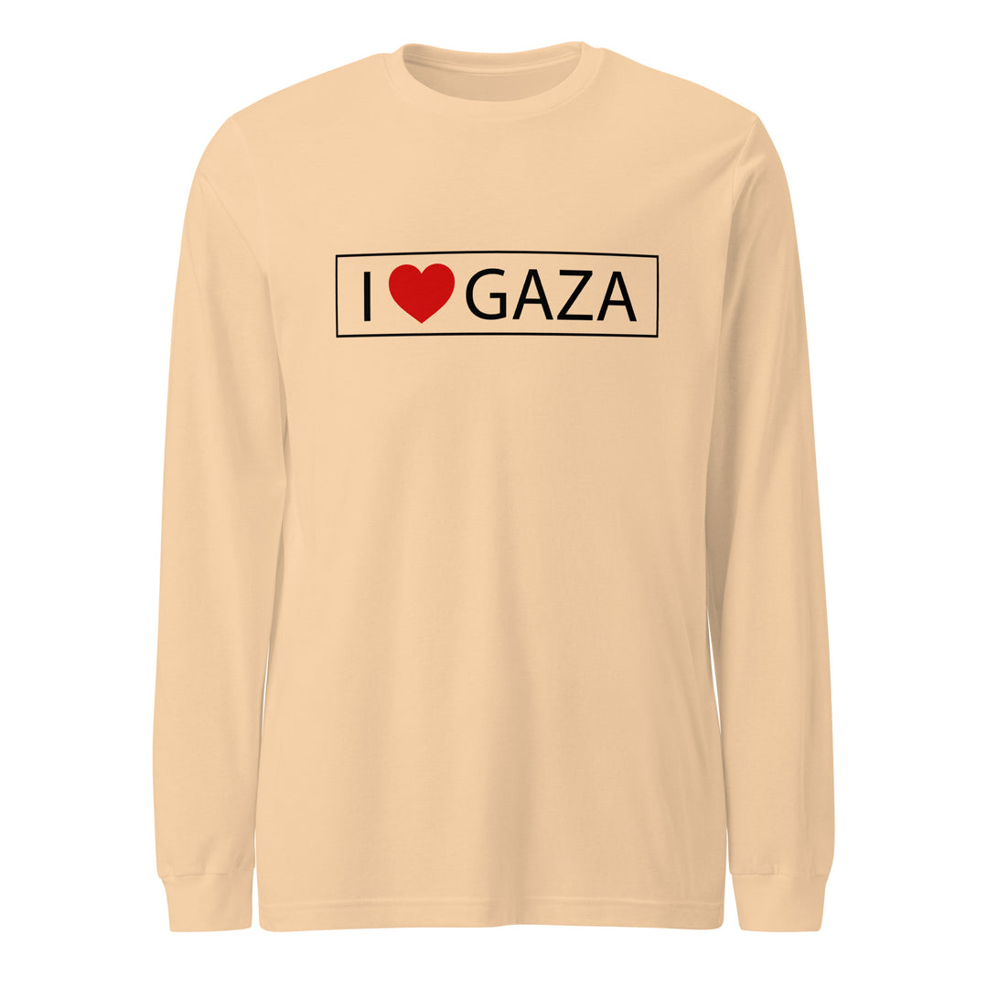 Men Long Sleeve Tee - I Love Gaza, Sand Dune