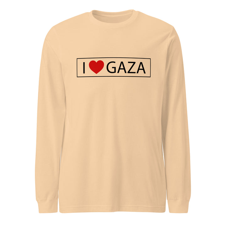 Men Long Sleeve Tee - I Love Gaza, Sand Dune
