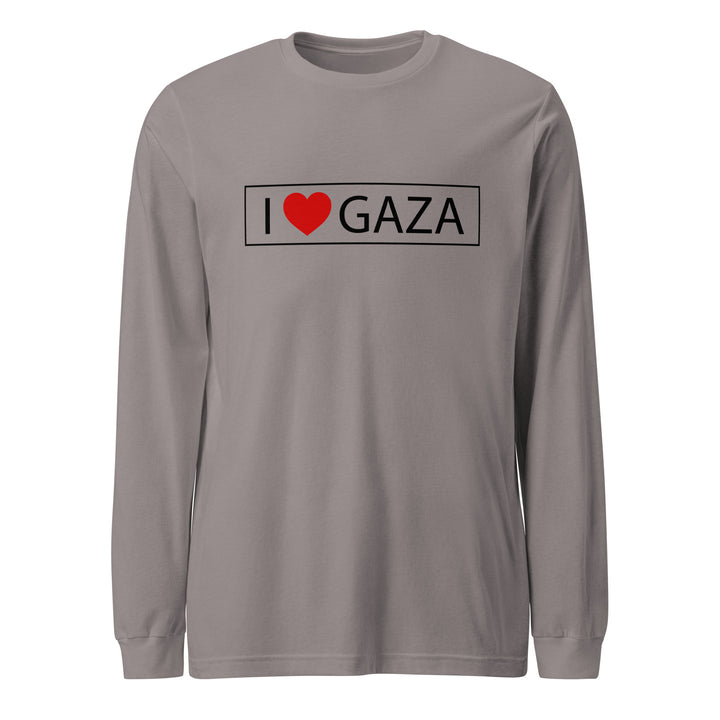 Men Long Sleeve Tee - I Love Gaza, Storm
