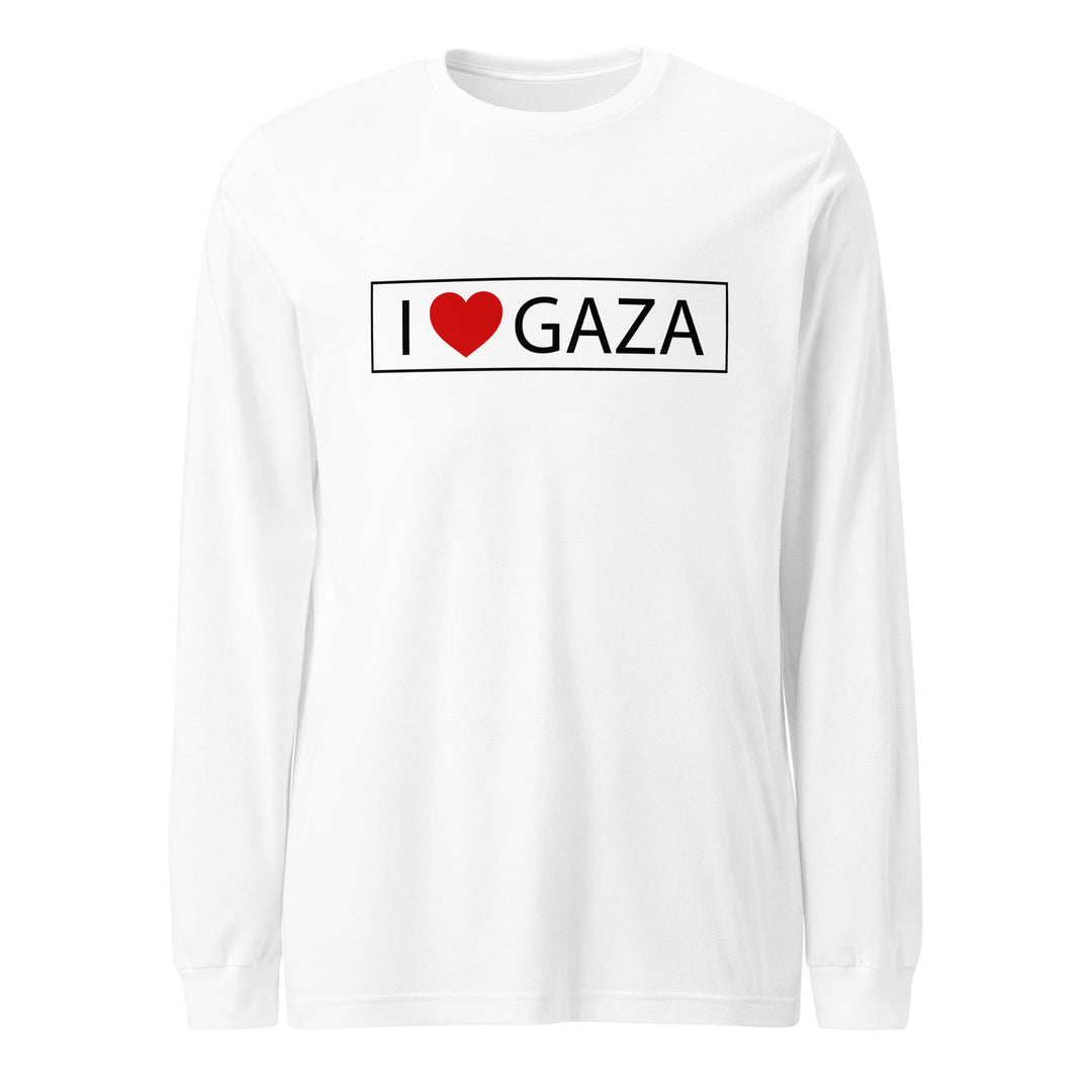Men Long Sleeve Tee - I Love Gaza, White