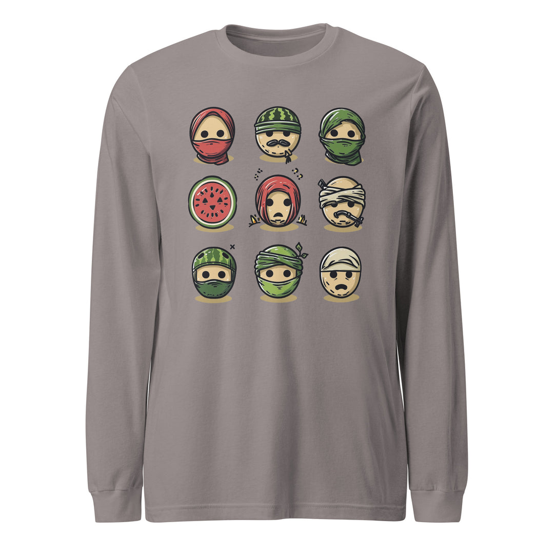 Men Long Sleeve Tee - Palestine Emoji, Storm