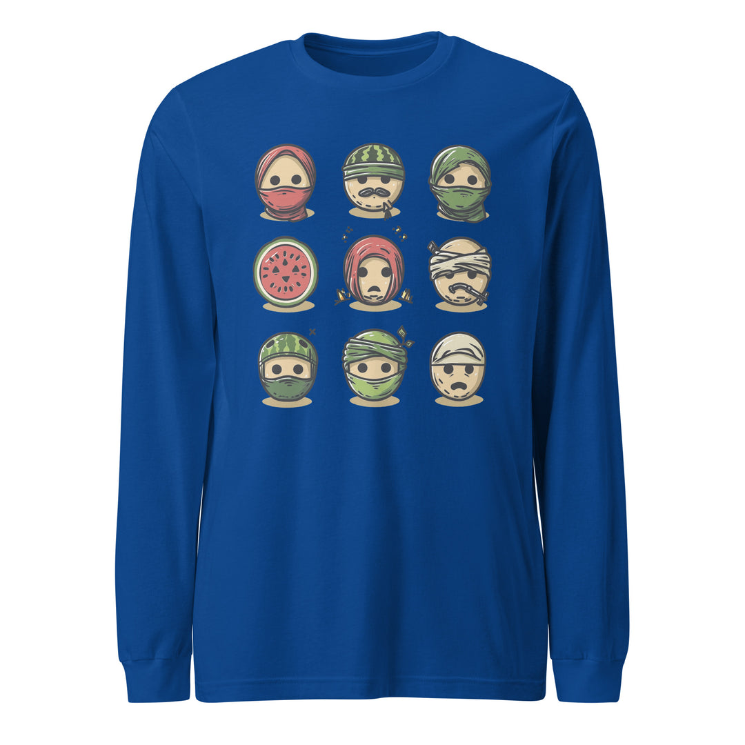 Men Long Sleeve Tee - Palestine Emoji, True Royal